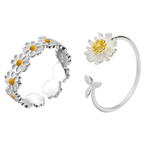 Кольцо из нержавеющей стали с ромашкой