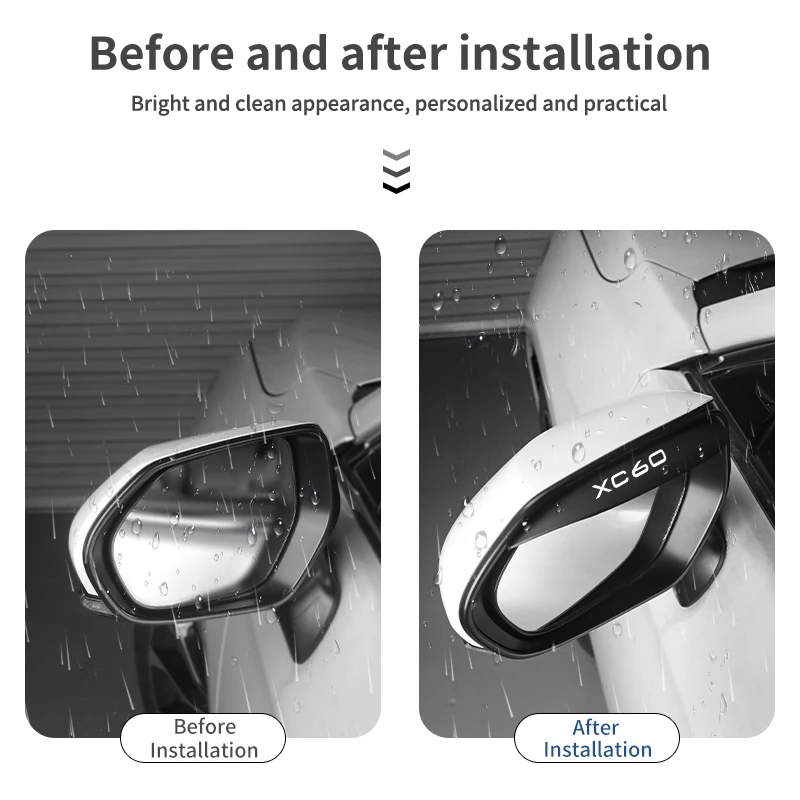 Углеродное волокно автомобильное зеркало заднего вида для бровей непромокаемая