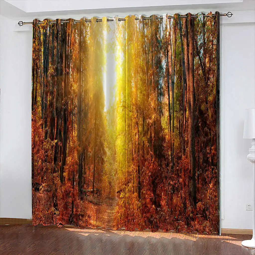 

Virgin Forest 3D Print Green Curtain Biparting Open Blackout Curtain Cortina De Sombra Bedroom Living Room Flat Window