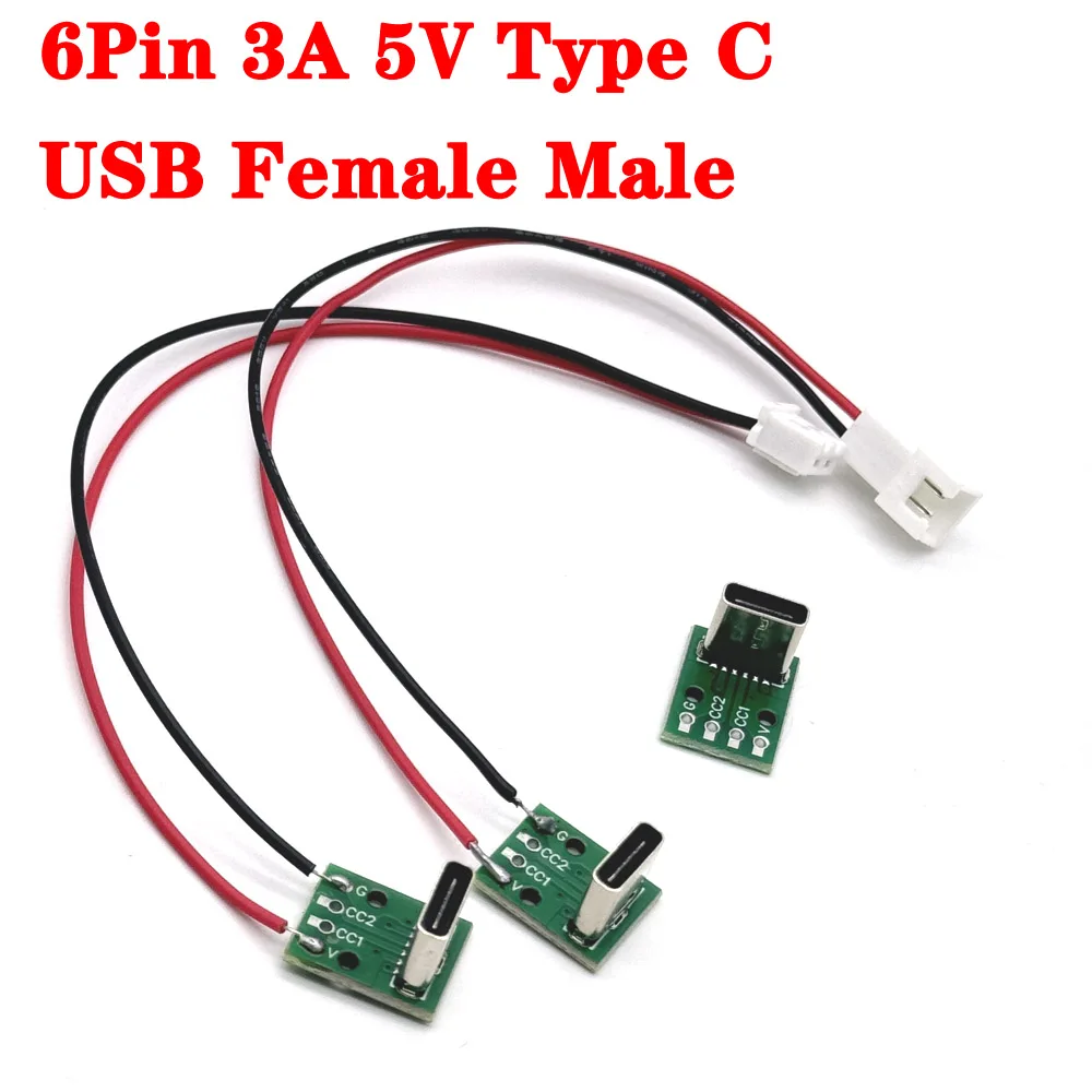 Адаптер-преобразователь для печатной платы 3 А 5 В 6 контактов USB type-c на PH 2 54