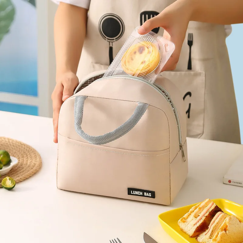 Thermal Insulated Bag Lunch Box Lunch Bags for Women Portable Fridge Bag Tote Cooler Handbags Solid Color Food Bag for Work