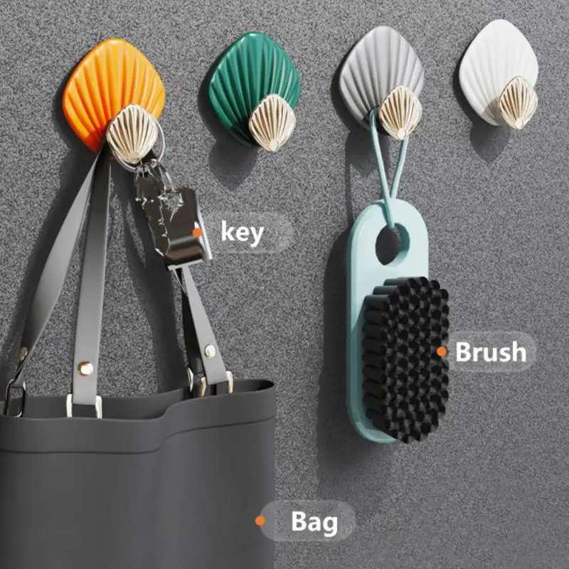 

4pcs/pack Wall Hooks Self Adhesive Hooks Clothes Umbrella Key Storage Hook Rack Hanger Household Organizers Punch-free Traceless