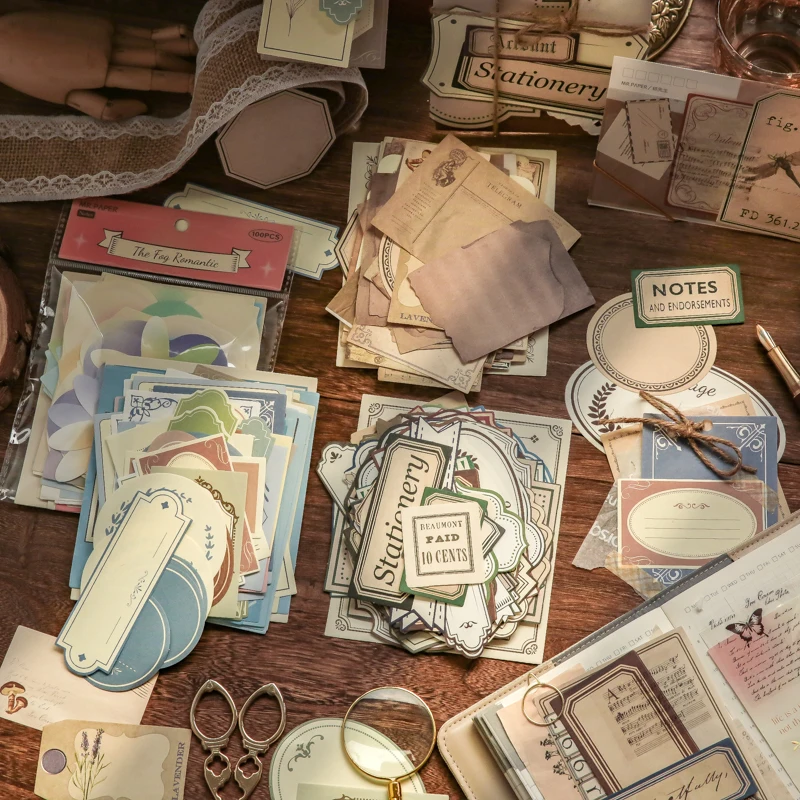 

100 шт. винтажный бумажный набор «сделай сам» для скрапбукинга дневника, аксессуары для украшения нежелательного журнала, фоновая бумага