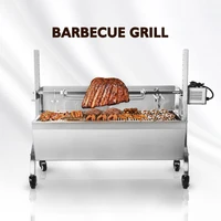 Charcoal BBQ grill Rotating Stainless Steel Electric Manual Coal Barbecue Roaster Machine Griddle Stand Outdoor Camping