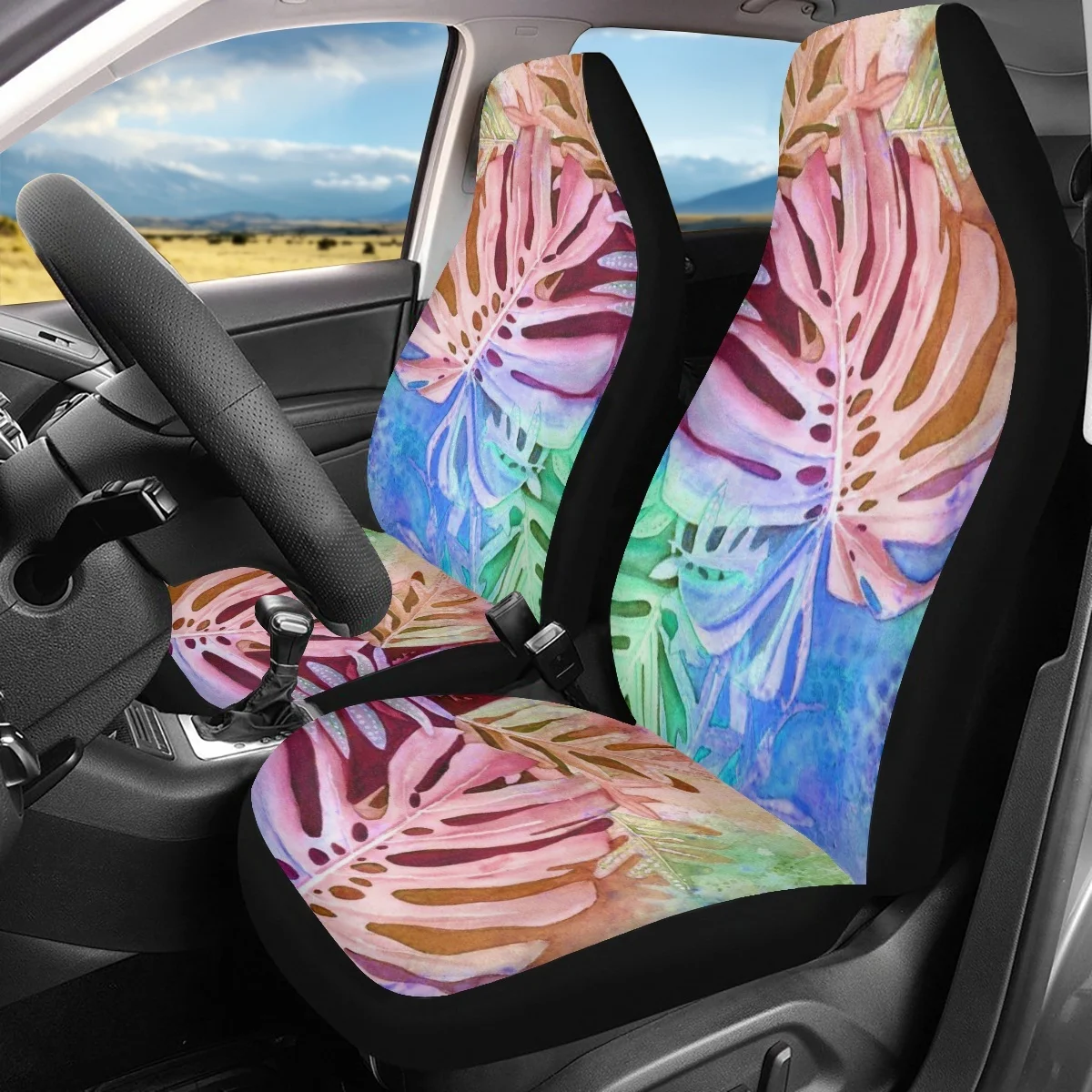 

INSTANTARTS Гавайские листья с рисунком фотообои набор из 2 шт. новый модный автомобильный Декор лист автомобильное сиденье