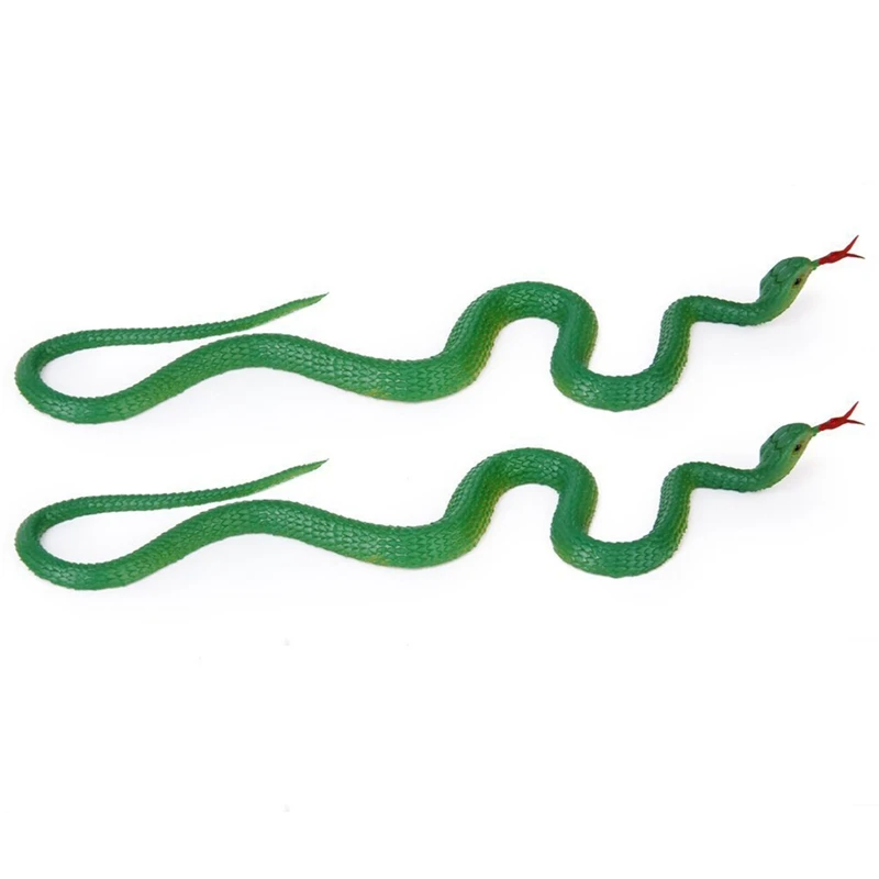 

2X искусственная змея, имитация змеи, резиновый наконечник, игрушка-зеленый