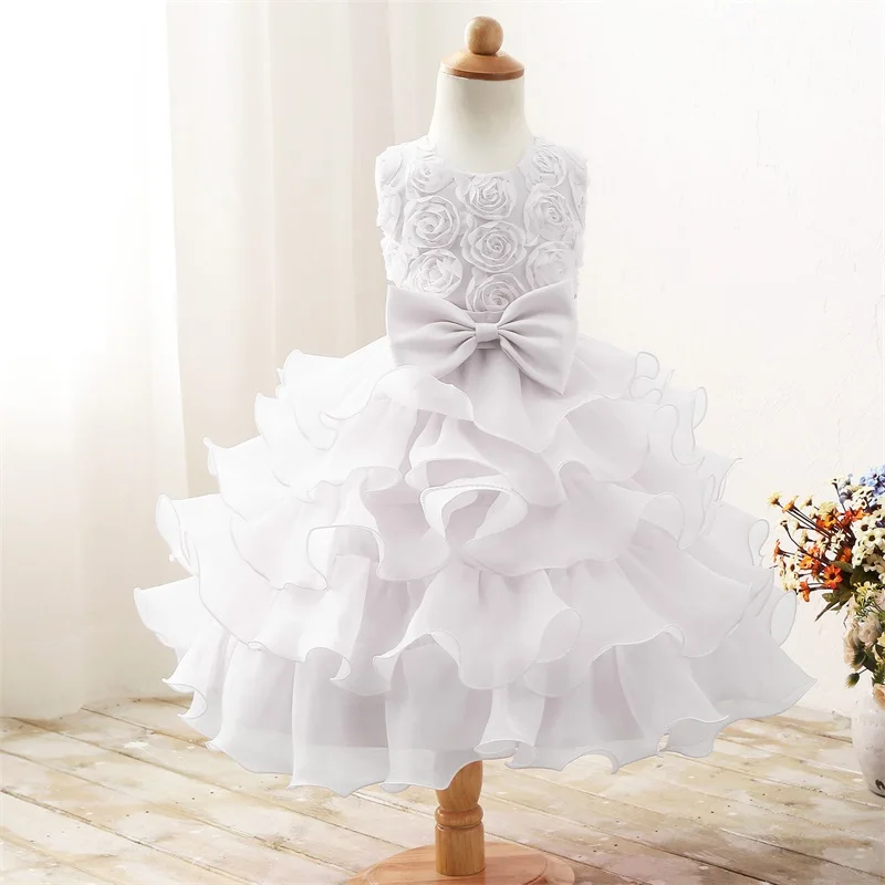 

Elegant Girls Princess Dress Sleeveless Tutu Evening Prom Gown Kids Birthday Party White Dress Flower Girl Dresses For Wedding