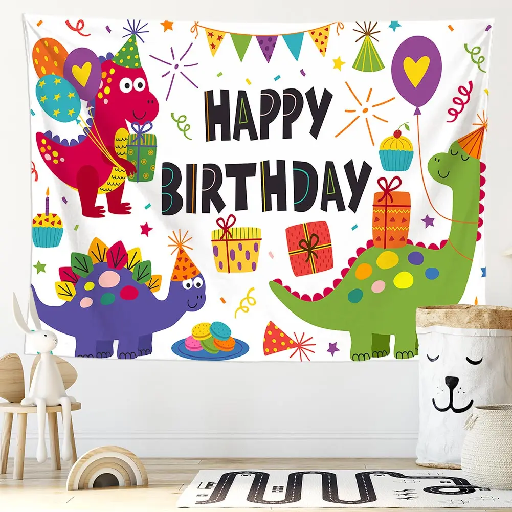 

Child Happy Birthday Wall Tapestry Party Background Hanging Birthday Decor Wall Cloth Wall Coverings