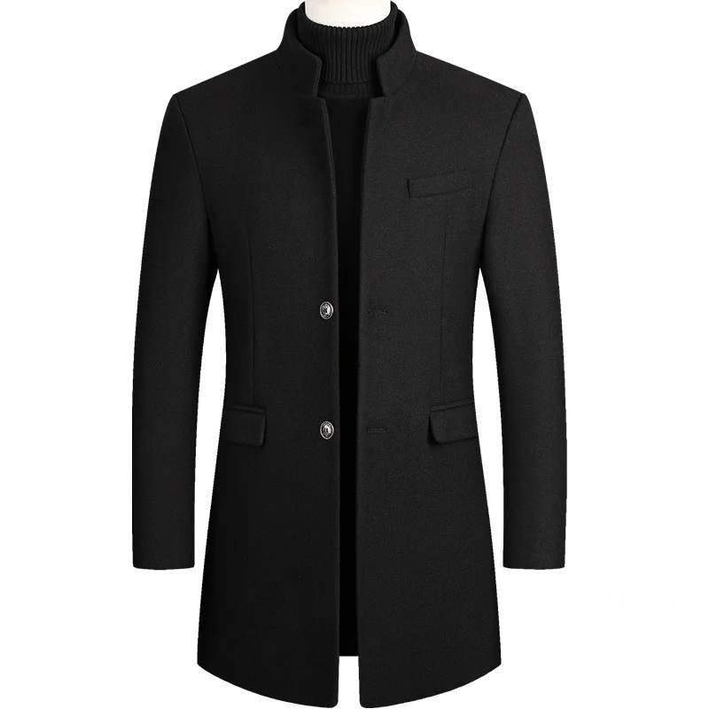 

Men Long Trench Coats Cashmere Wool Blends Winter Jackets New Male Warm Long Coats Male Business Casual Trench Coats Size 4XL