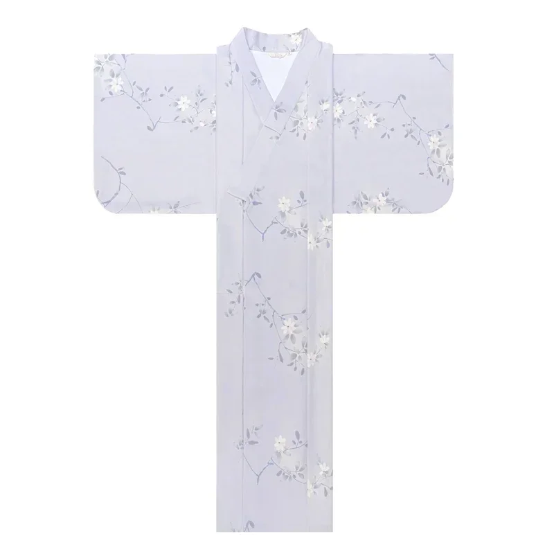 Традиционное японское женское кимоно Винтажный стиль фиолетовый цвет цветочный