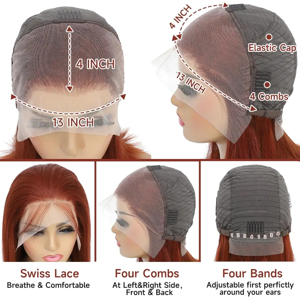 Парик цвета красновато-коричневого Боба на сетке спереди парик из натуральных