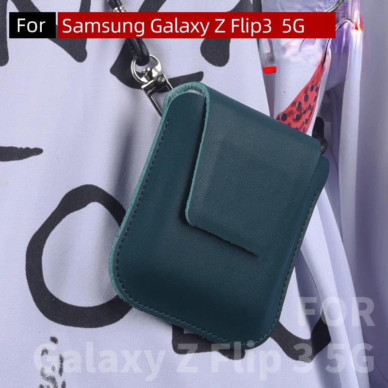 

Luxury Genuine Leather Case Pouch For Samsung Galaxy Z Flip 3 Case Bag Pouch For Galaxy Z Flip3 5G Bag