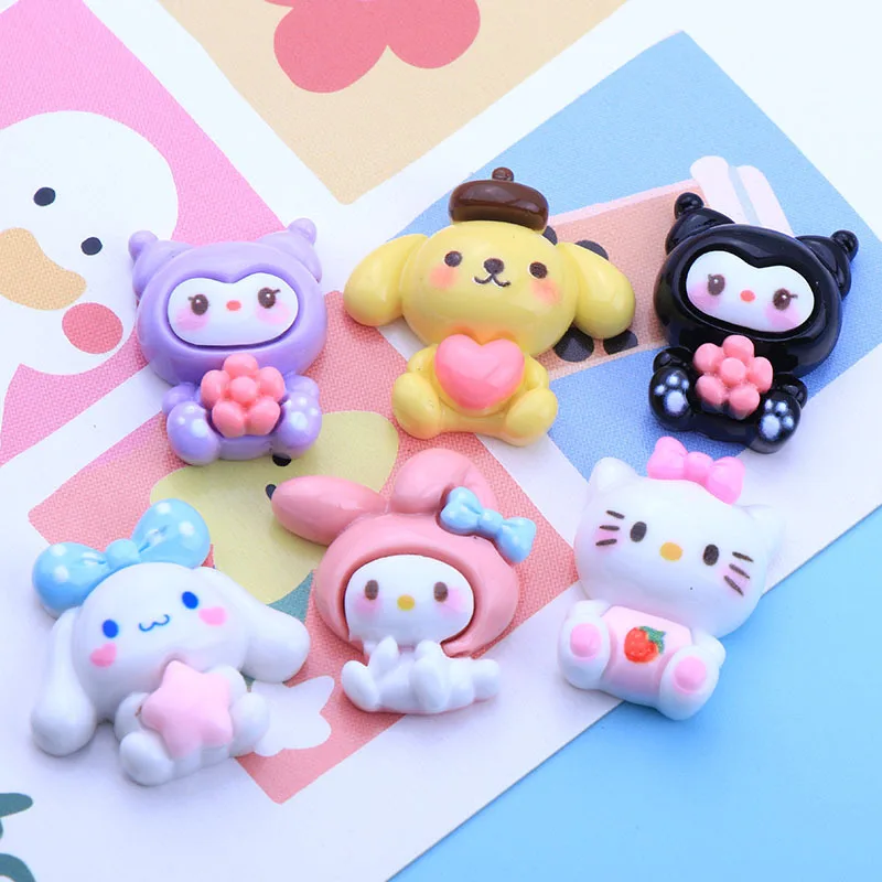 

10Pcs New Cartoon Bright Surface Kitty Cat Series Clipping Thin DIY Hairpin Head Rope Handmade Jewelry Resin Accessories
