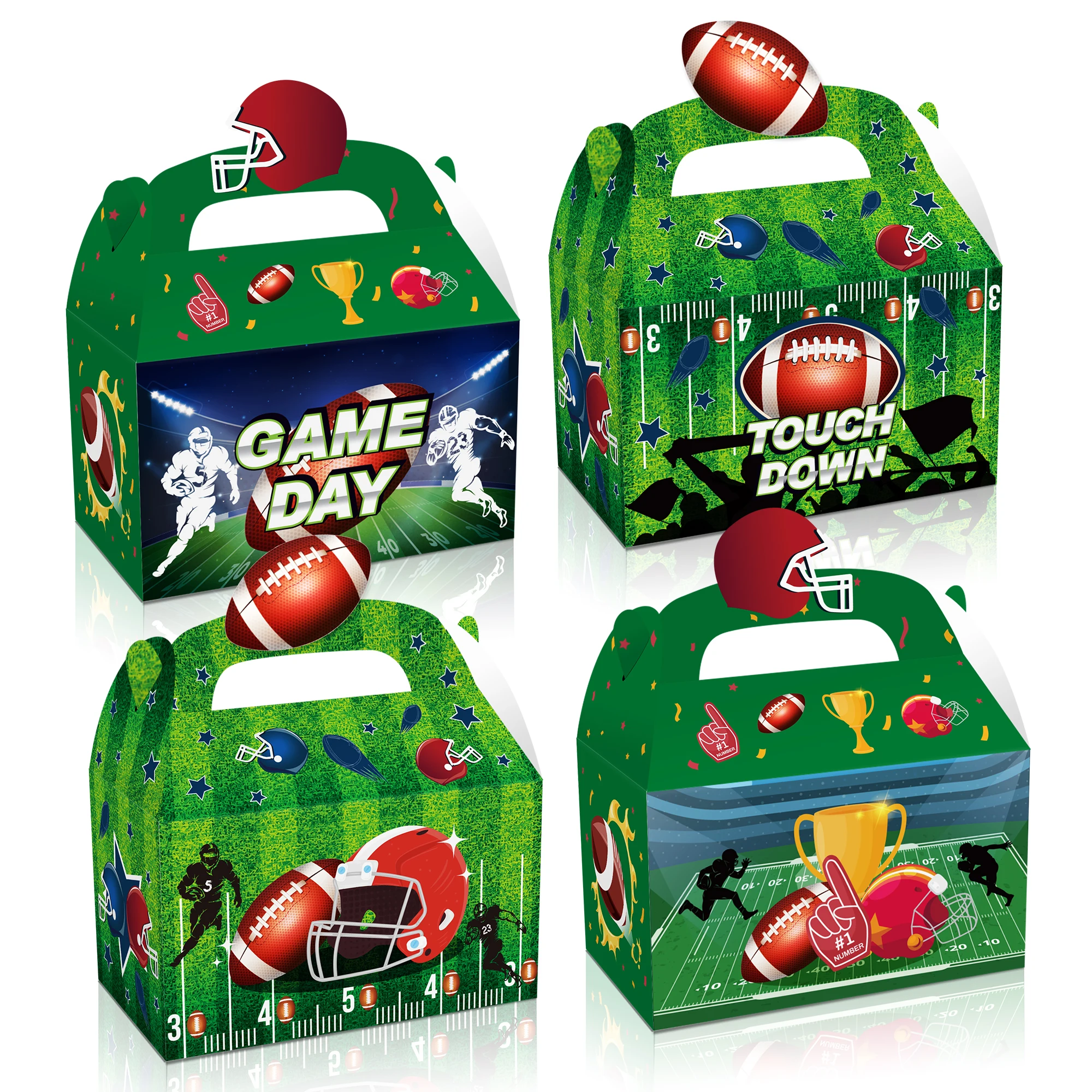 

DD222 4Pcs Cartoon Sports Rugby Football Birthday Party Candy Packing Portable Paper Gifts Boxes Baby Shower Party Decorations