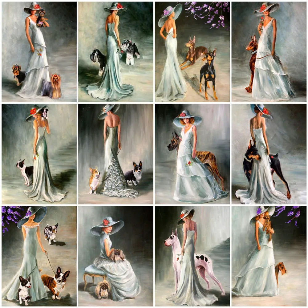 

Алмазная живопись, животные, наборы для вышивки крестиком, Женская фигурка, вышивка, животные, мозаика Стразы ручной работы, подарок, художе...