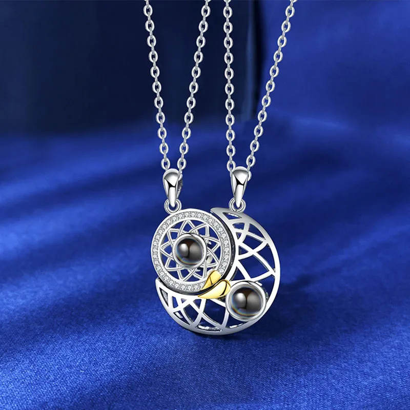 

Sun Moon Phase Lock Collar Chain Necklace Men Female Couples Silver Pop Party Fashion Jewelry Signature Gift Charm Minimalist