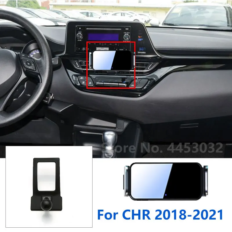 

Automatic Clamping Car Mobile Phone Holder For Toyota CHR Fixed Base With Rotatable Bracket Accessories 2018-2021