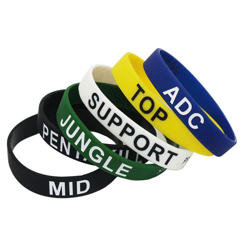 

6PCS Game With ADC TOP MID SUPPORT JUNGLE PENTAKILL Silicone Wristband Bracelet Bangles Letters Game Lovers Debossed Band SH040