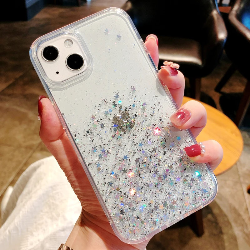 

10Pcs Luxury Bling Glitter Sequins Case For iPhone 13 12 11 Pro Max X XS XR Mini 7 8 Plus SE 2022 Soft Shockproof Bumper Cover