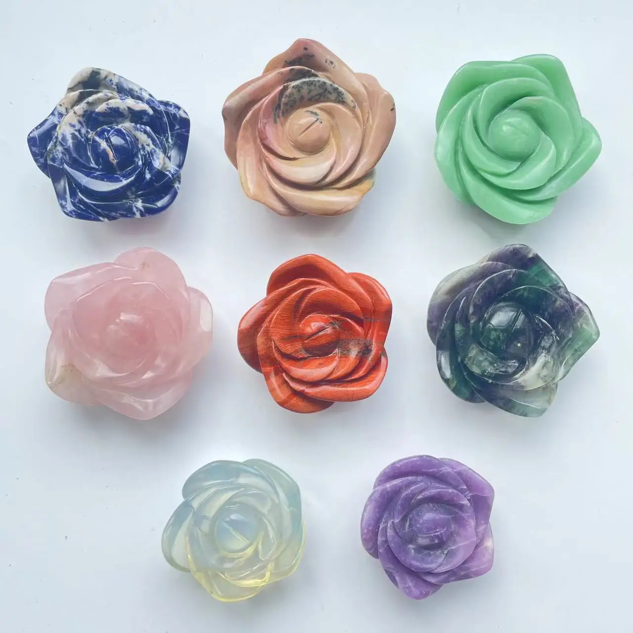 

Customized Hand Carved Crystal Craft Flower Figure Home Decoration Healing Festival Gift Mixed Material Ornaments