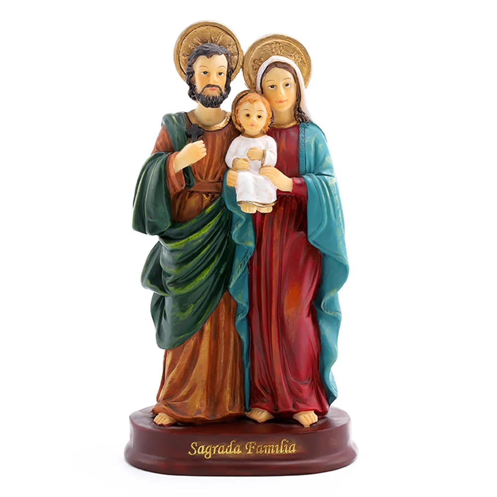 

Mary Statue Virgin Figurine Religious Family Resin Jesus Decor Holy Simulation Tabletop Child Statues Blessed Mother Desktop