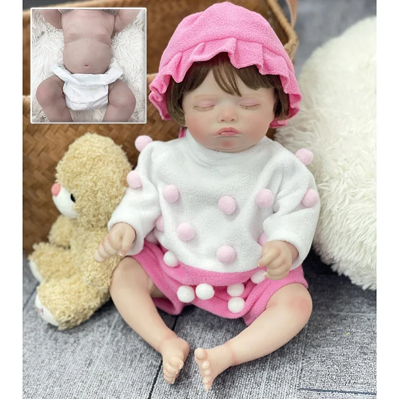 45 см Reborn Sleeping Rosalie Мягкие волосы с ручными корнями 3D кожа венами Коллекционная