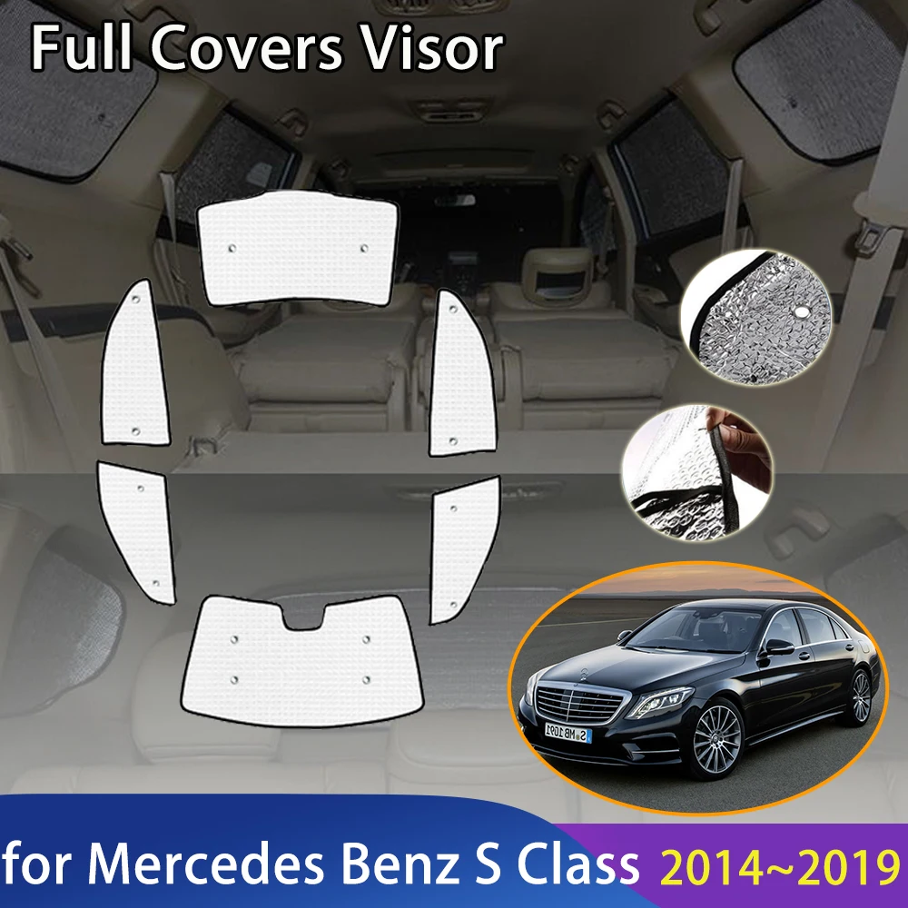 

Car Full Coverage Sunshades For Mercedes Benz S Class W222 2014~2019 Accessories S400 S450 S550 S600 Windshield Cover Sun Visors