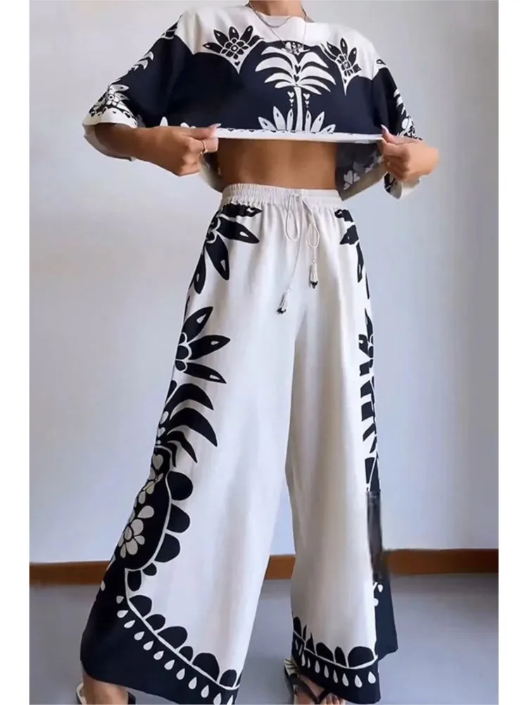 Женский Повседневный костюм из двух предметов Свободный укороченный топ с