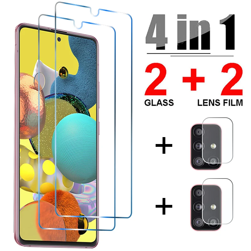 Закаленное стекло 4 в 1 для Samsung A32 A72 A42 A12 зеркальная защита объектива камеры A21S A51