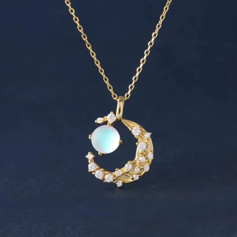 

Exquisite Moon Star Trendy Necklace Fashion Simple Sparkling Clavicle Chain Woman Wedding Jewelry Party Birthday Gift