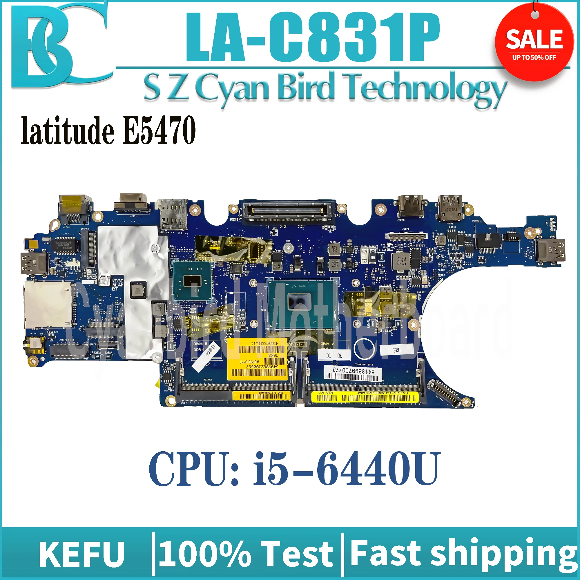 

E5470 LA-C831P Mainboard Inspiron 792TG For DELL Laptop KP60X ADP70 CN-KP60X Motherboard i5-6440U CPU Maintherboard 100% Testing