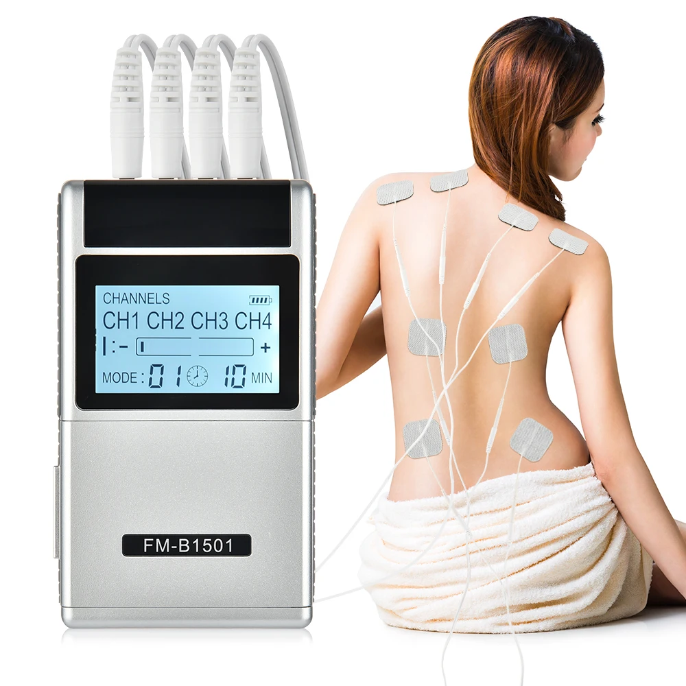 

15 Mode TENS Therapy Massager 4 Output Electric EMS Nerve Muscle Stimulator Digital Pulse Low Frequency Body Massage Pain Relief