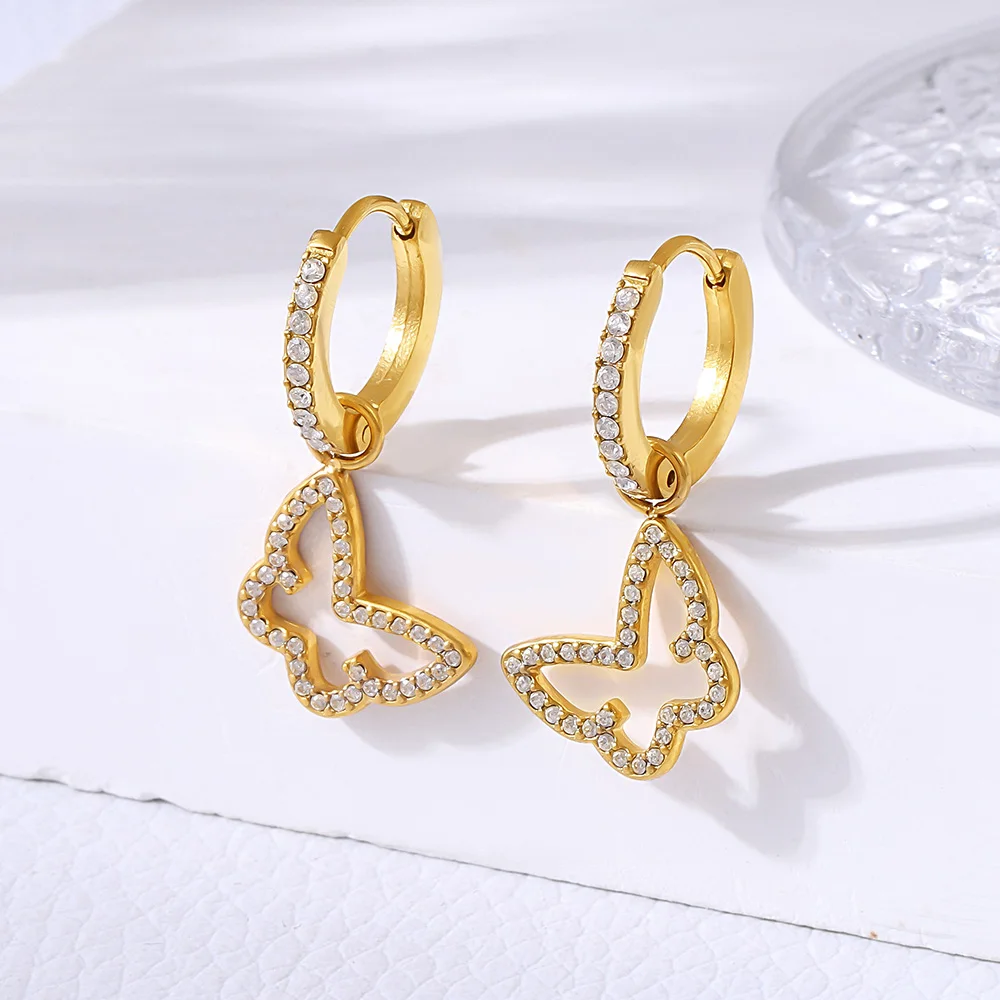 Шикарные водонепроницаемые серьги из нержавеющей стали 18 карат с позолотой для