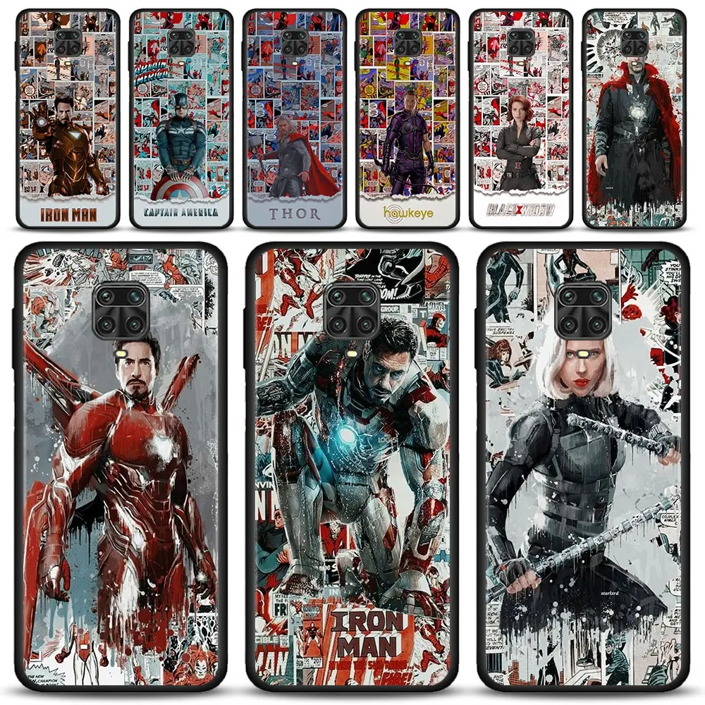 Чехол для Xiaomi Redmi Note 11 9 8 10 Pro 7 9T 8T 9S чехол REDMI 9C 9A с рисунком комиксов Marvel железный