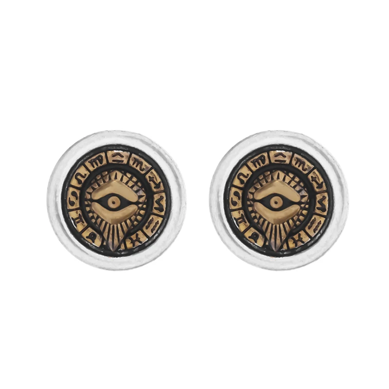 

Men's Vintage Exquisite Rebella Constellation God Eye Round Earrings Single Pointer Rotatable Stud Jewelry