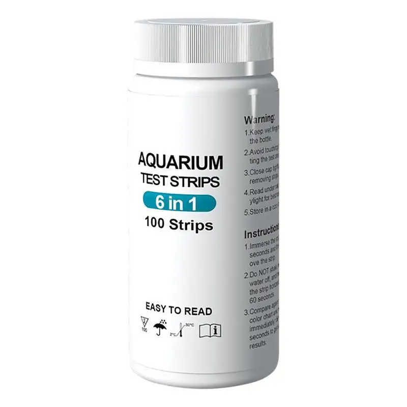 

100pcs Nitrite Nitrate Chlorine PH Tester Strips 6-in-1 Aquarium Fish Tank Water Quality Test Strip Kit Water Tester Paper