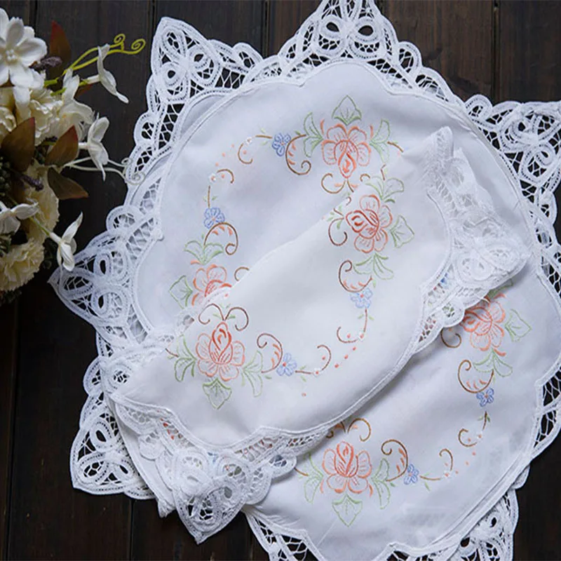 

New Cotton Embroidery Table Place Mat Pad Cloth Pot Cup Holder Pan Coaster Christmas Drink Placemat Mug Dining Tea Doily Kitchen