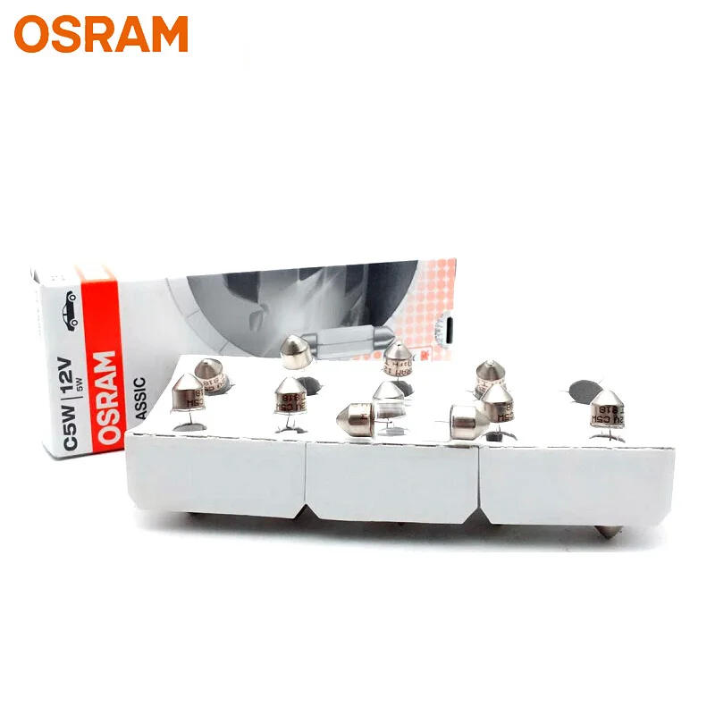 Оригинальные лампы-фестоны OSRAM C5W 36 мм, лампы для чтения, стандартные лампы для салона автомобиля, 12 В, 5 Вт, фотолампы 6418, оптовая продажа, 10 шт.