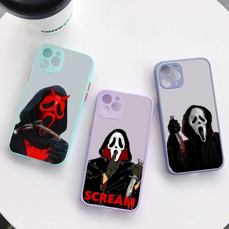 

FHNBLJ Ghostface horror Scream art pattern Phone Case for iPhone X XR XS 7 8 Plus 11 12 13 pro MAX 13mini Translucent Matte Case