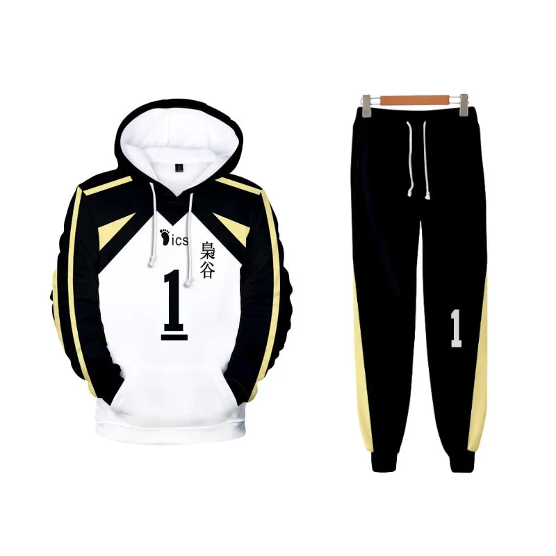 

Haikyuu Fukurodani волейбольный клуб Akaashi Keiji Bokuto Koutarou 3D принт Толстовка Спортивные штаны комплект из 2 предметов толстовки + брюки