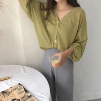 summer v neck bating puff sleeve cover up tops plus size knitted cardigan short coat thin casual loose summer womens clothes