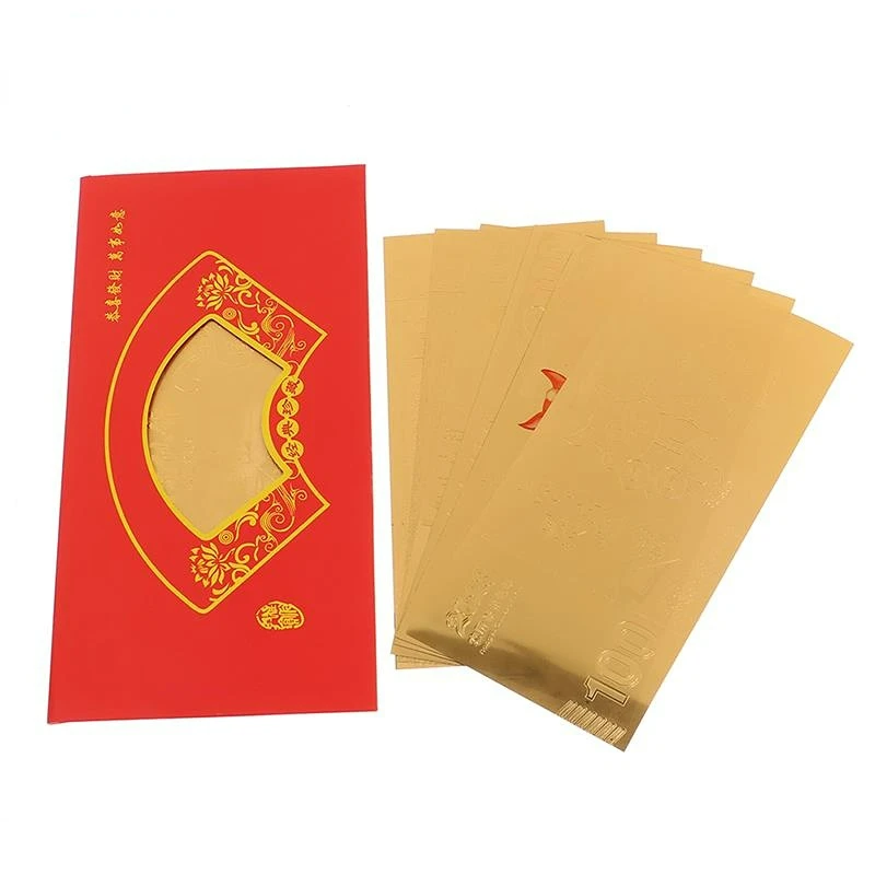 

Памятные монеты 2023 на Новый Год Кролика, золотой фольгированный лист, красный конверт, китайский знак зодиака, зеленая Золотая фольга, банкн...