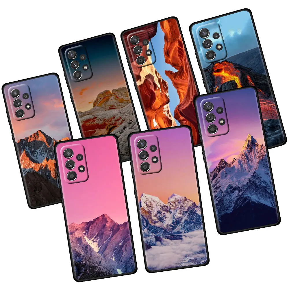 

Soft Case Funda for Samsung Galaxy A21s A02s A31 A12 A51 A71 A33 5G A22 A13 A03 4G A32 Retro Sunset Snow Mountain Capa Cell