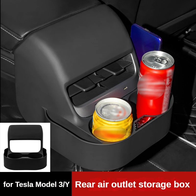 

for Tesla Model 3 Y Storage Box Rear Air Outlet Organizer Storage Box Cup Phone Holder Modification Interior Accessories 2023