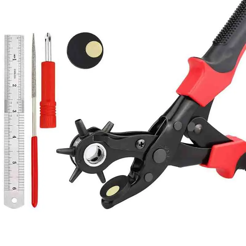 

Revolving Punch Plier Kit , DIYHeavy Duty Rotary Puncher, Multi Hole Sizes Make Leather Hole Punch Set for Belts Shoes Fabric