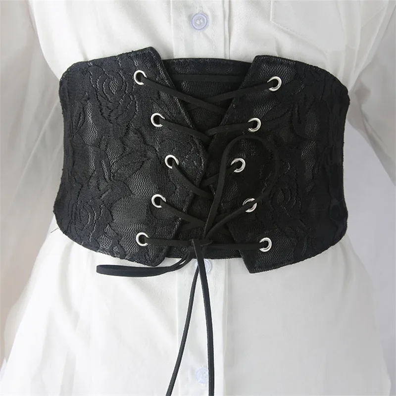 Corset Belts Pu Leather Slimming Body Women Elastic Waist Belts Lace Ladies Waistband Wide Elastic Elastic Corset Decoration