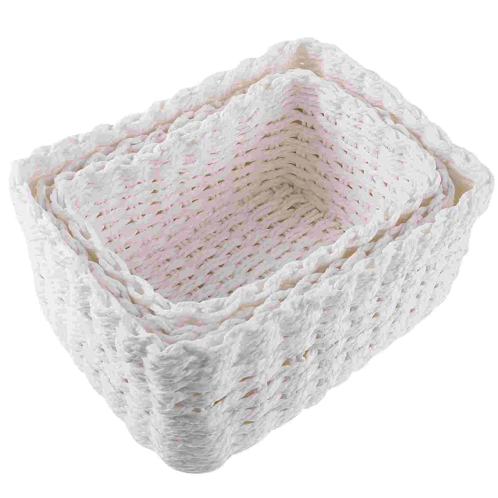 

1 Set of Woven Storage Baskets Organizing Paper Rope Basket Bin for Makeup Towel Shelf