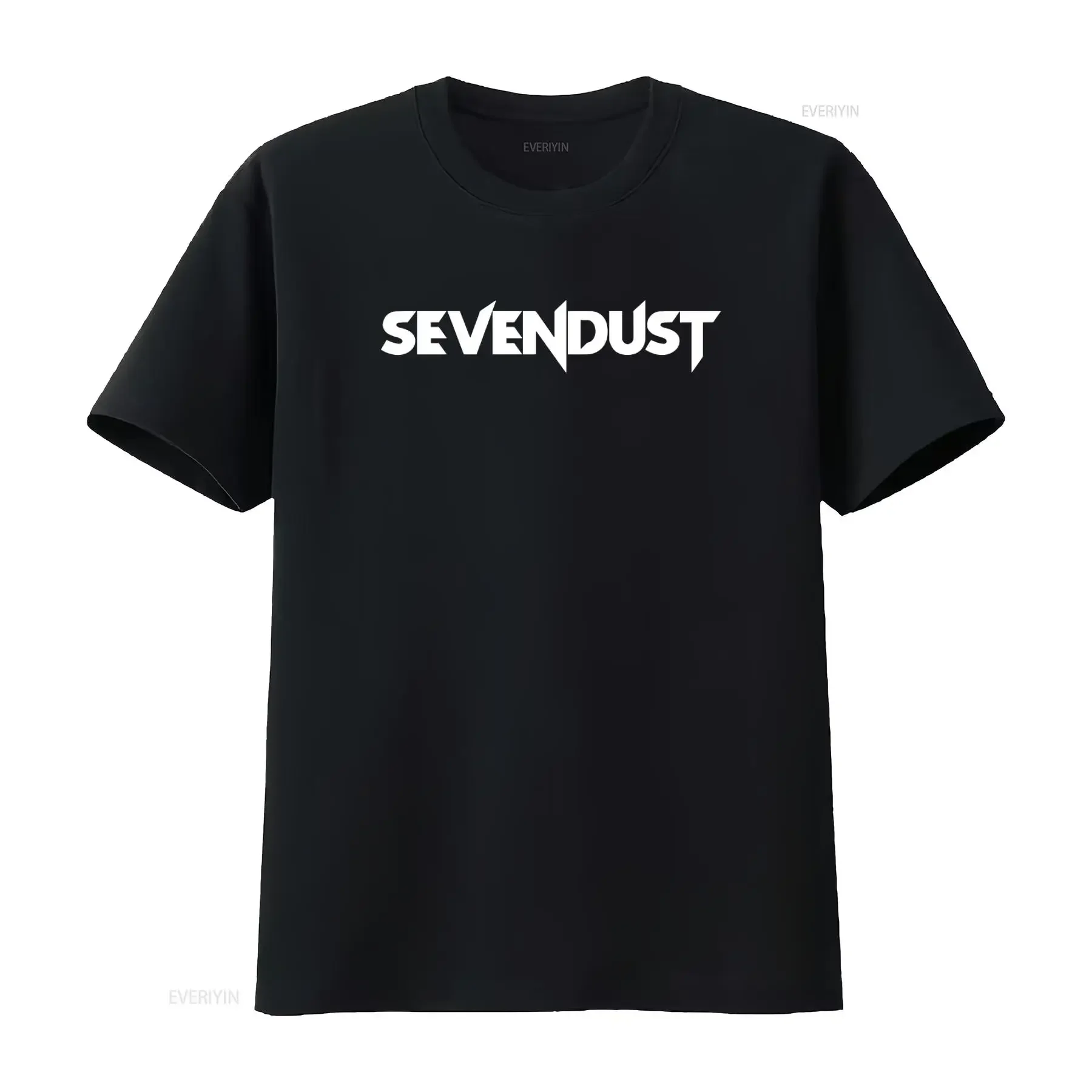Фото Футболка с логотипом группы SEVENDUST, доступна во всех размерах от S до XXL, классические цвета: черный, белый, винтажный стиль, слегка растянутая ткань. №1