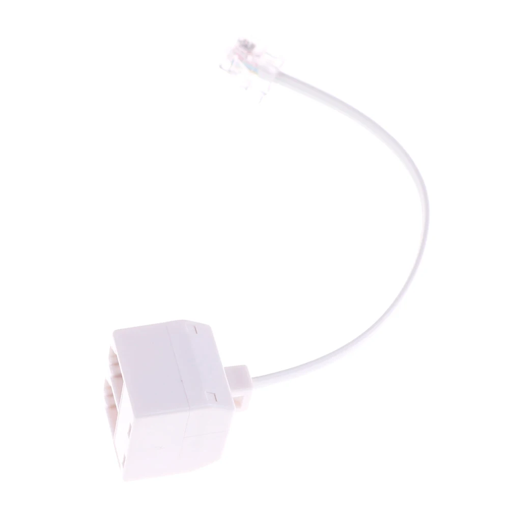 1pcs 100-120mm White 6P4C RJ11 Dual Female To Male Telephone Cable Splitter Adapter Telephone RJ11 Male Line Filter Connector