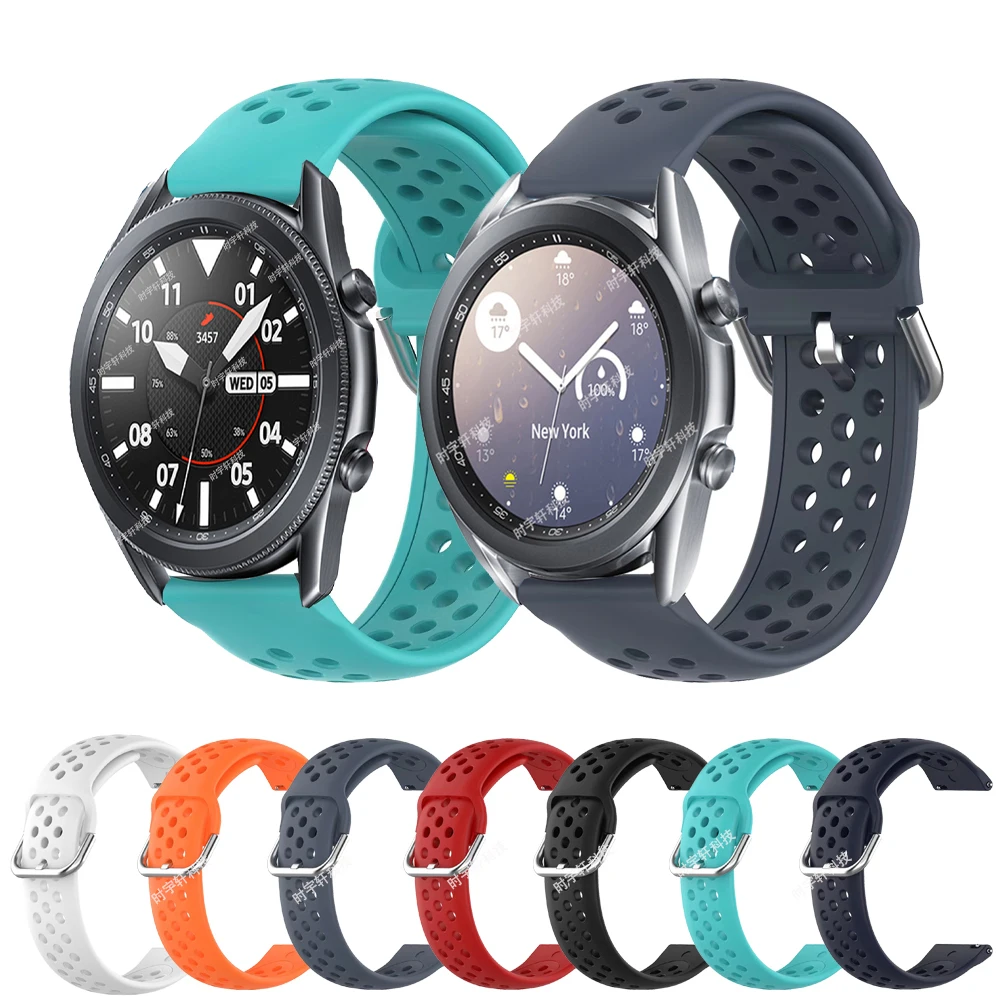 

Ремешок силиконовый для Samsung Galaxy Watch 3 45 мм 41 мм, Воздухопроницаемый браслет для Galaxy 46 мм 42 мм/Gear S2 S3 Sport Correa